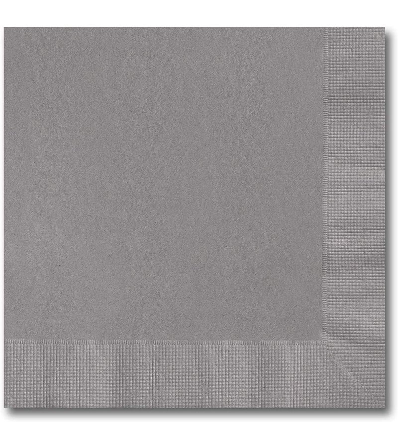 Canopy Street Pewter Beverage Napkins / 100 Count 3 Ply Gray Napkin Pack / 4 3/4" x 4 3/4" Square Grey Cocktail Napkins - Image 1